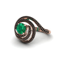 Emerald Double Halo Swirling Engagement Ring - Serena No. 35 image 1