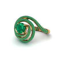 Emerald Double Halo Swirling Engagement Ring - Serena No. 19 image 1