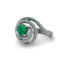 Emerald Double Halo Swirling Engagement Ring - Serena No. 6 image 1