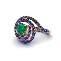 Emerald Double Halo Swirling Engagement Ring - Serena No. 65 image 1