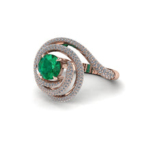 Emerald Double Halo Swirling Engagement Ring - Serena No. 5 image 1