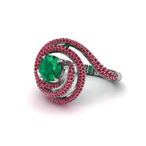 Emerald Double Halo Swirling Engagement Ring - Serena No. 51 image 1