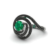 Emerald Double Halo Swirling Engagement Ring - Serena No. 36 image 1