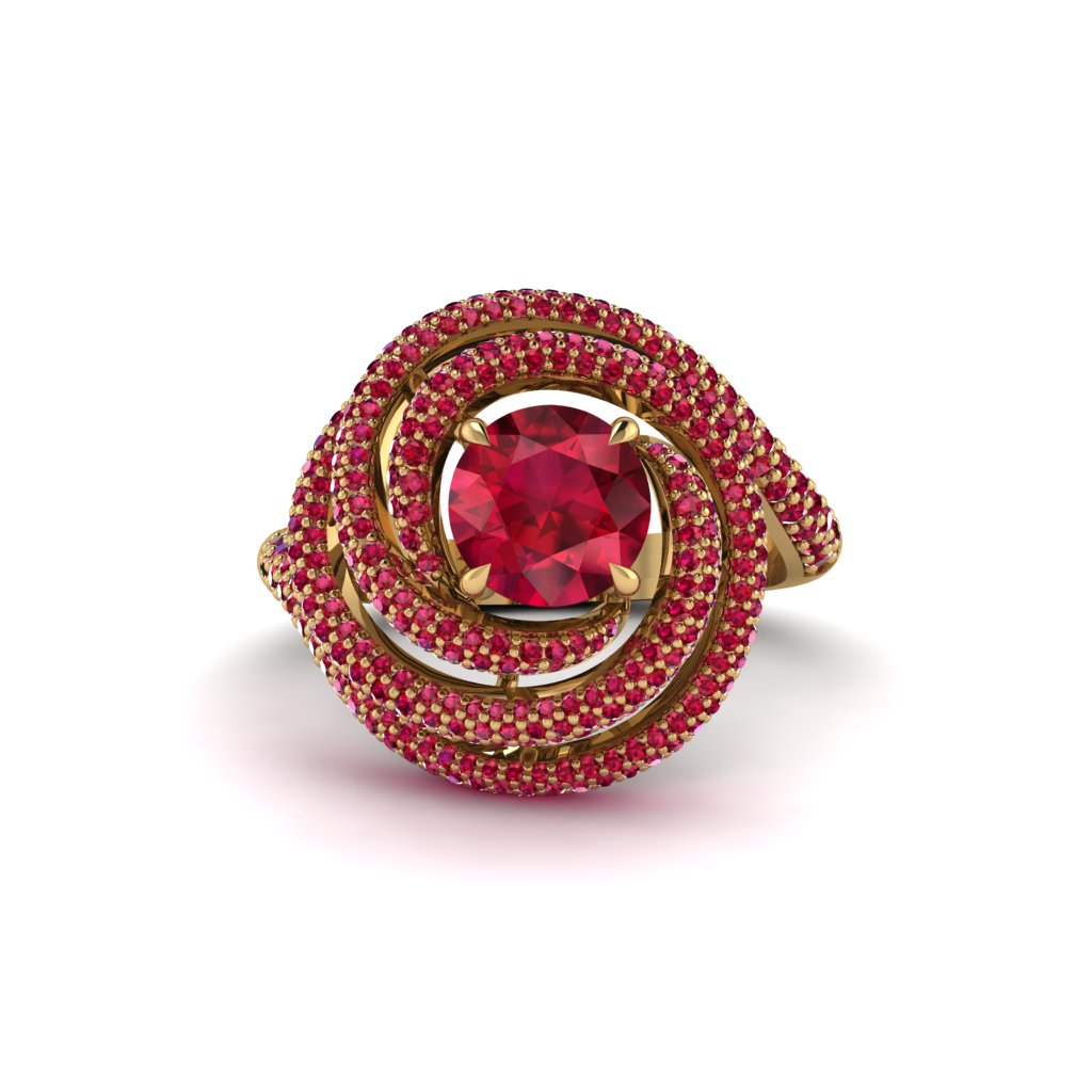 Ruby Double Halo Swirling Engagement Ring - Serena No. 55