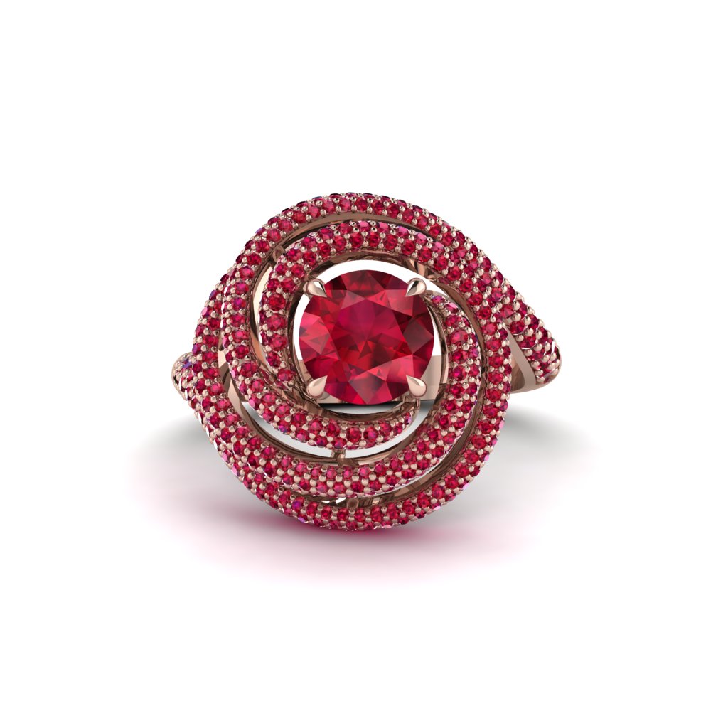 Ruby Double Halo Swirling Engagement Ring - Serena No. 56