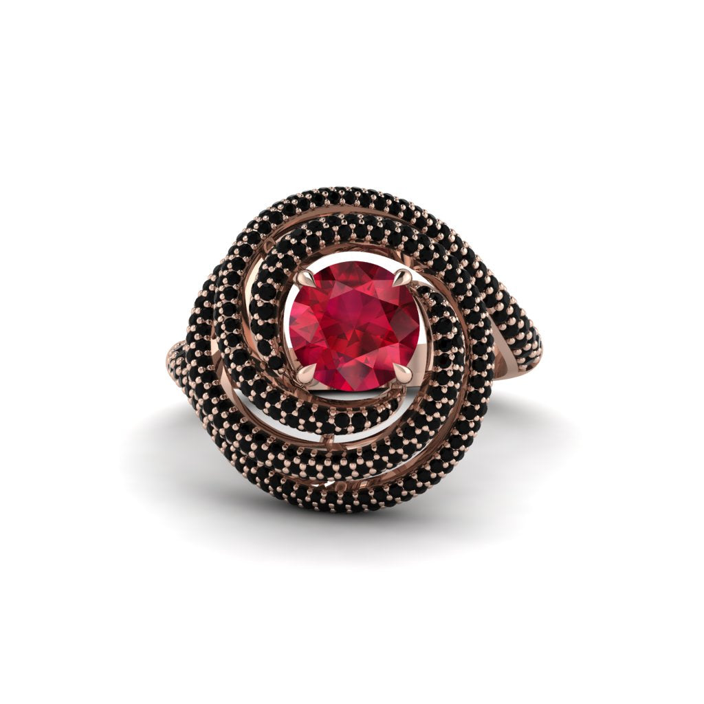 Ruby Double Halo Swirling Engagement Ring - Serena No. 41