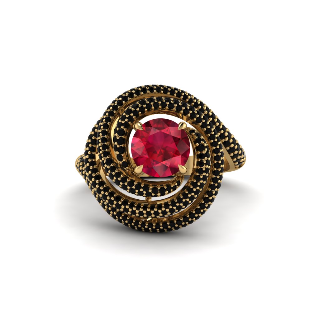 Ruby Double Halo Swirling Engagement Ring - Serena No. 40