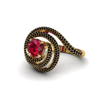 Ruby Double Halo Swirling Engagement Ring - Serena No. 40 image 1