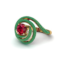 Ruby Double Halo Swirling Engagement Ring - Serena No. 25 image 1