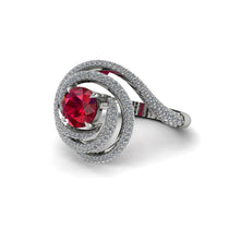 Ruby Double Halo Swirling Engagement Ring - Serena No. 12 image 1