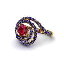 Ruby Double Halo Swirling Engagement Ring - Serena No. 70 image 1