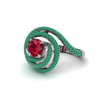 Ruby Double Halo Swirling Engagement Ring - Serena No. 27 image 1
