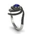 Sapphire Double Halo Swirling Engagement Ring - Serena No. 45