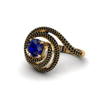 Sapphire Double Halo Swirling Engagement Ring - Serena No. 43 image 1