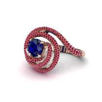 Sapphire Double Halo Swirling Engagement Ring - Serena No. 59 image 1