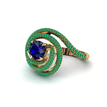 Sapphire Double Halo Swirling Engagement Ring - Serena No. 28 image 1