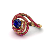 Sapphire Double Halo Swirling Engagement Ring - Serena No. 58 image 1