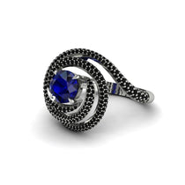 Sapphire Double Halo Swirling Engagement Ring - Serena No. 45 image 1