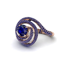 Sapphire Double Halo Swirling Engagement Ring - Serena No. 74 image 1
