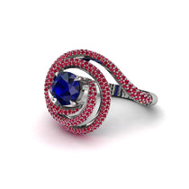 Sapphire Double Halo Swirling Engagement Ring - Serena No. 60 image 1