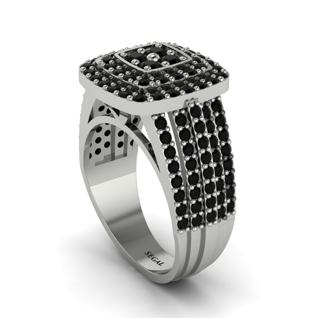 Black Diamond Double Halo Engagement Ring - Millie No. 9