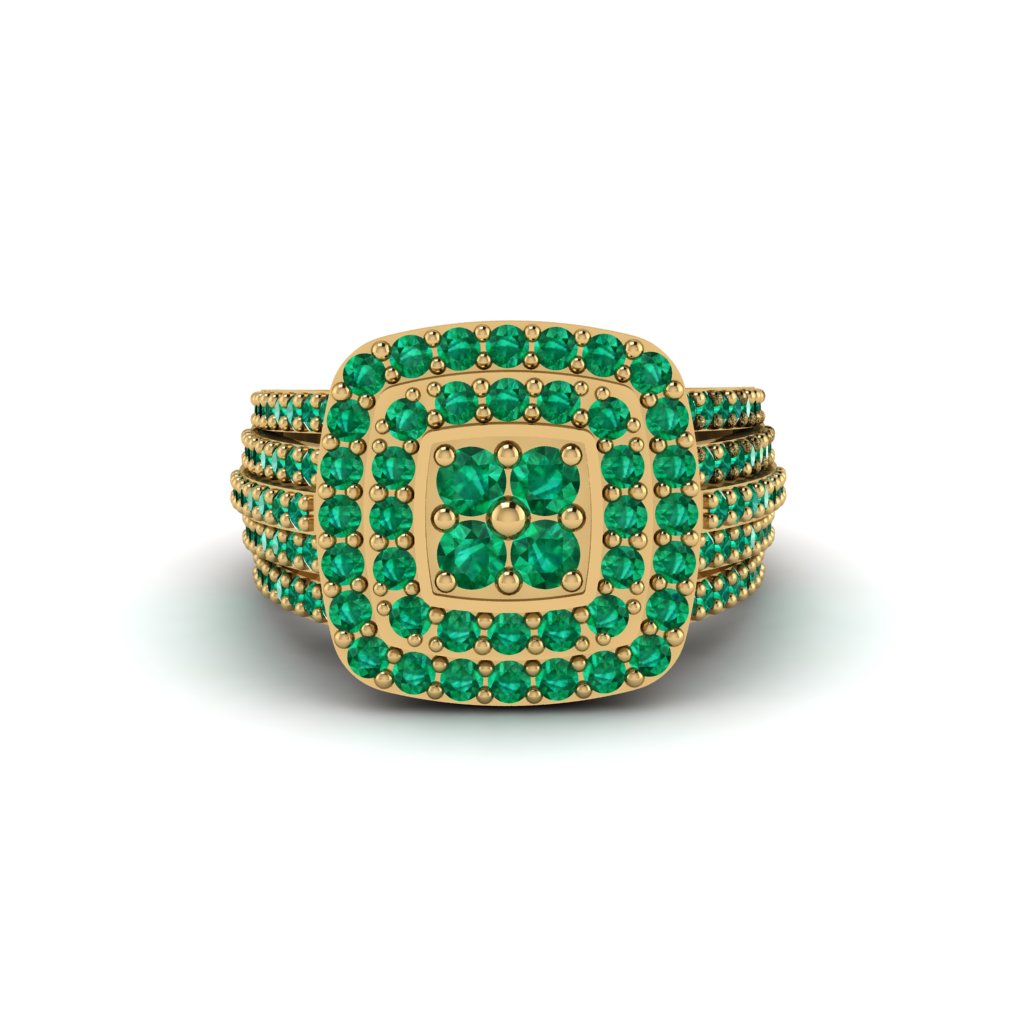 Emerald Double Halo Engagement Ring - Millie No. 4
