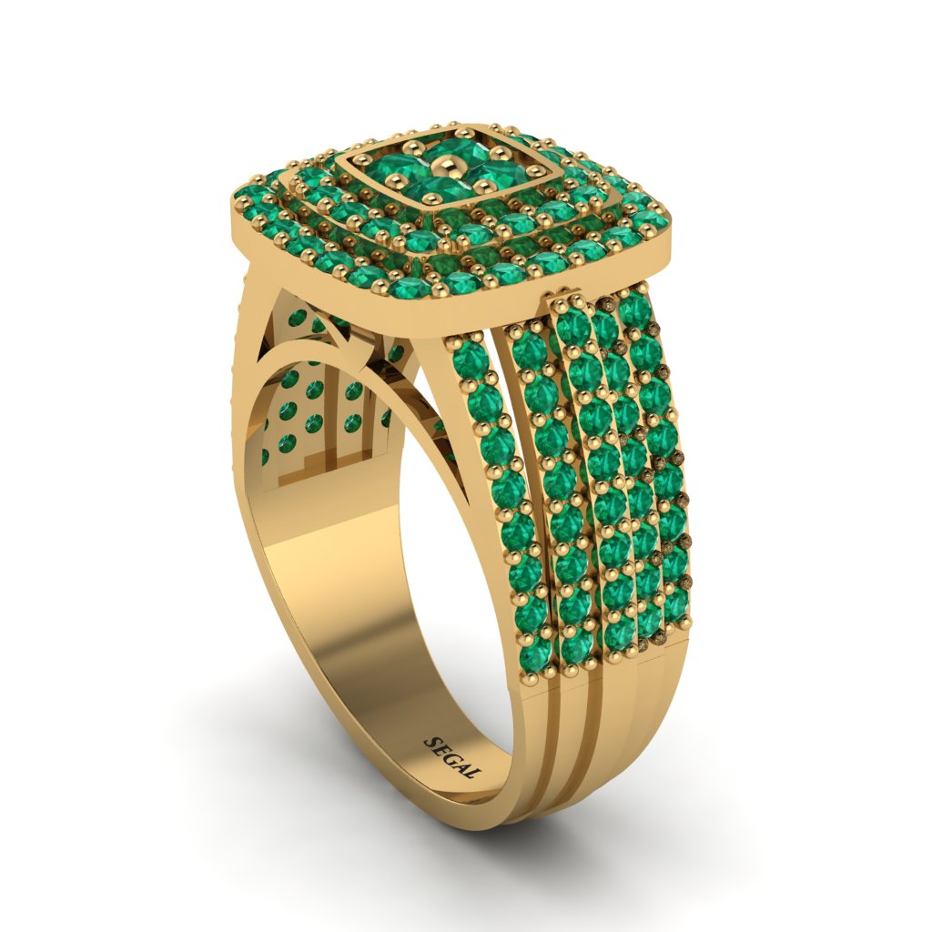 Emerald Double Halo Engagement Ring - Millie No. 4