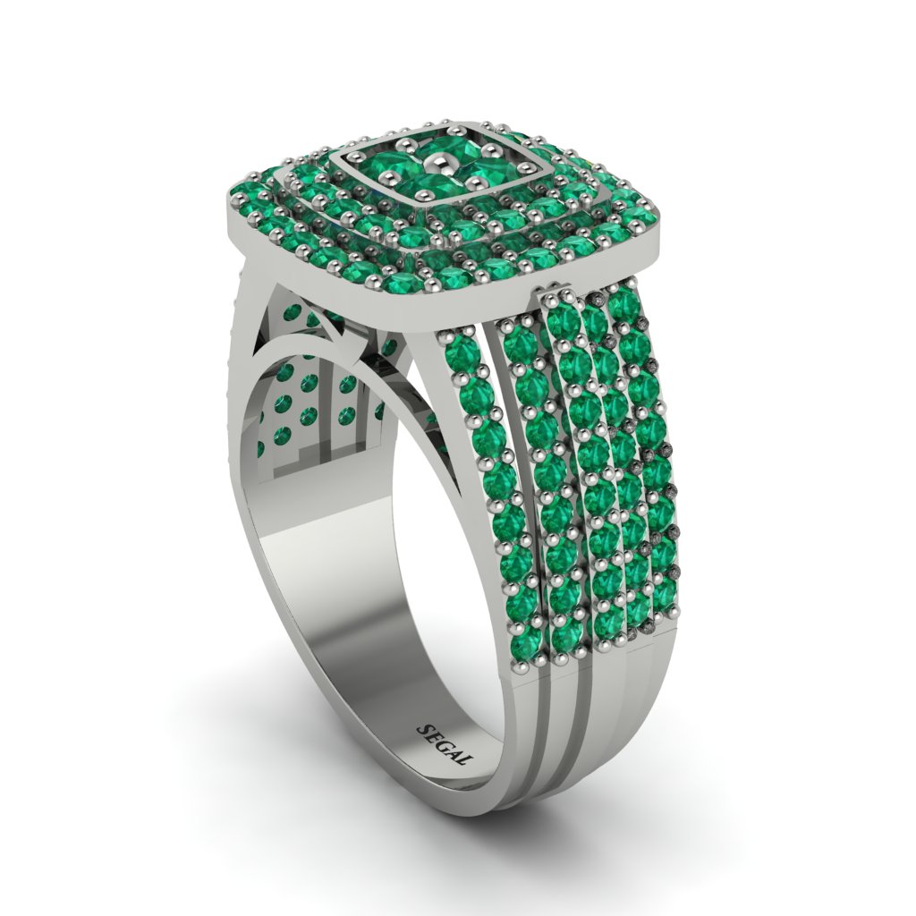 Emerald Double Halo Engagement Ring - Millie No. 6