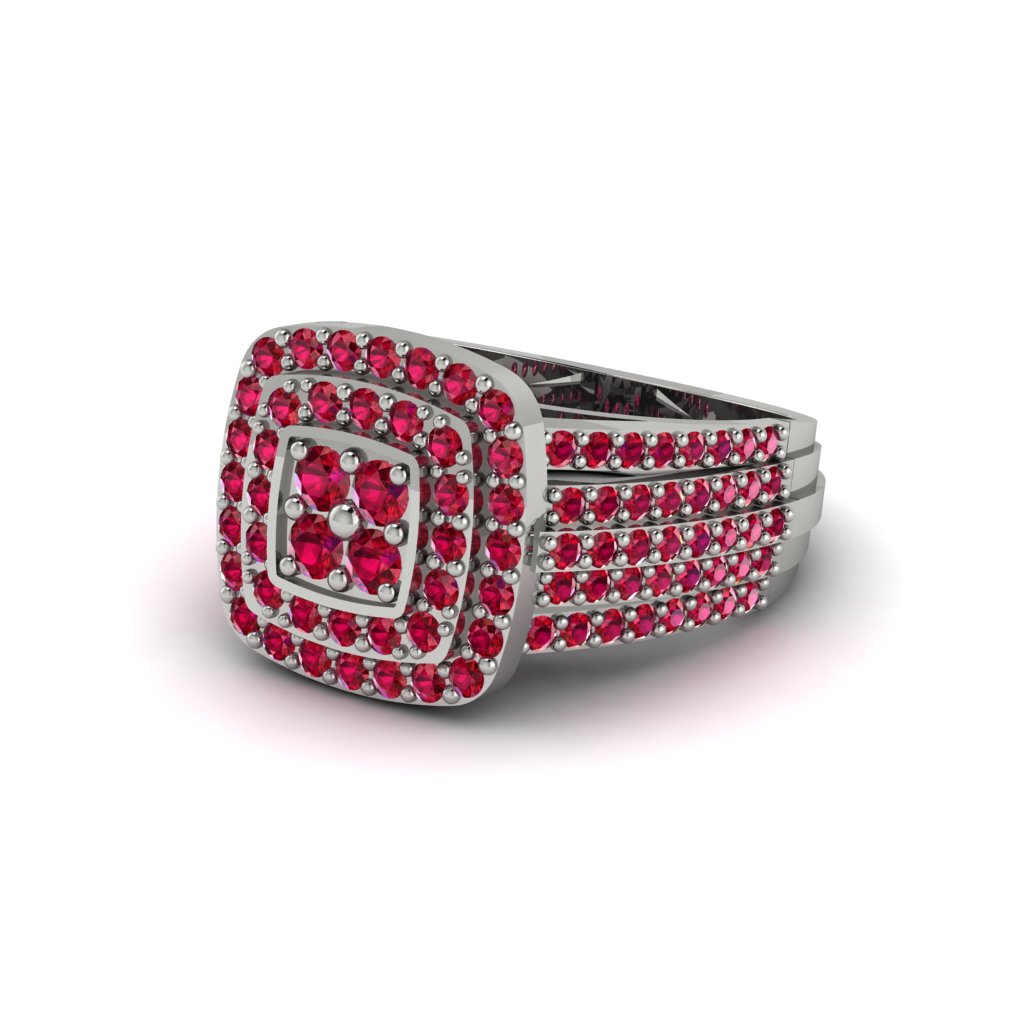 Ruby Double Halo Engagement Ring - Millie No. 12