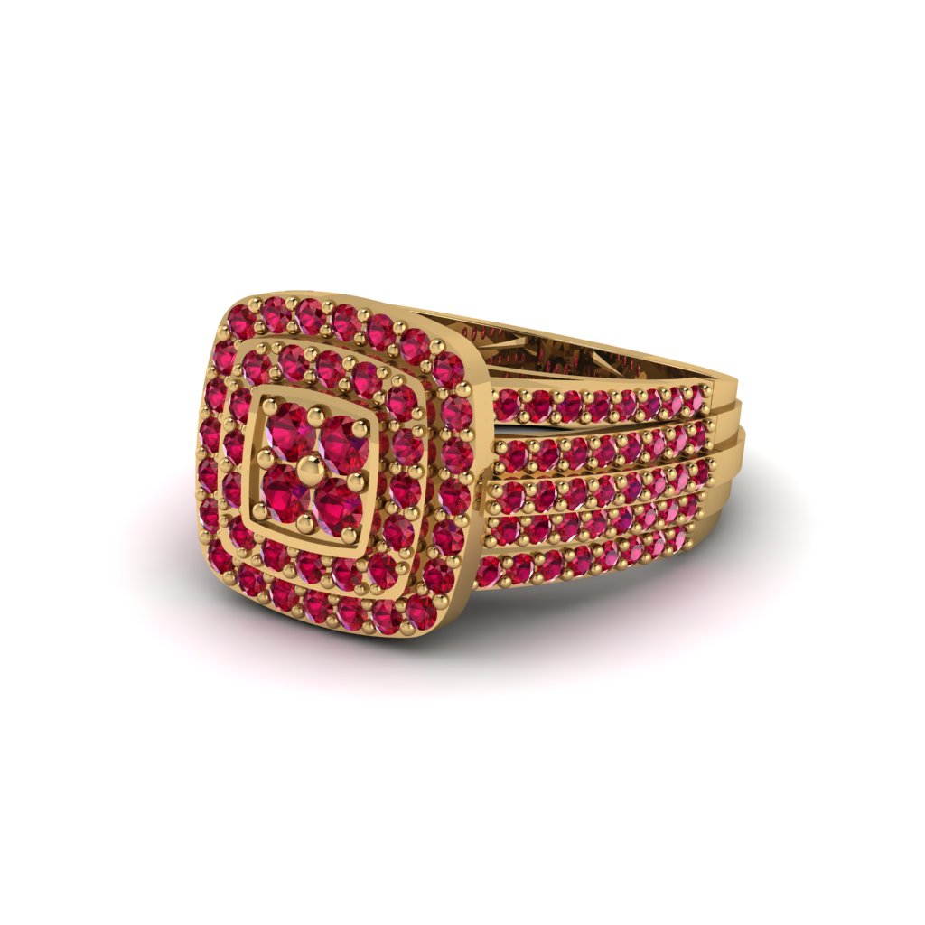 Ruby Double Halo Engagement Ring - Millie No. 10
