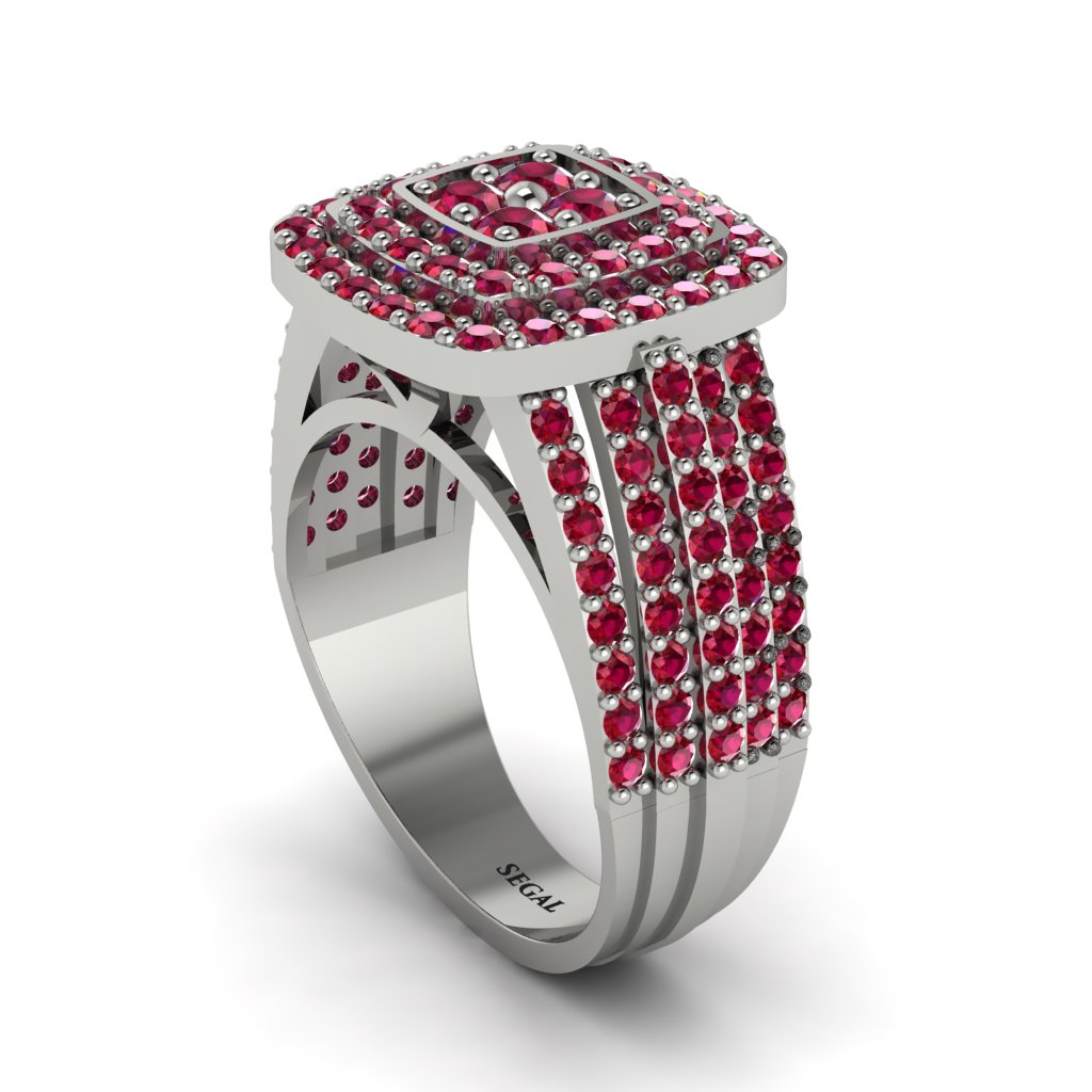 Ruby Double Halo Engagement Ring - Millie No. 12