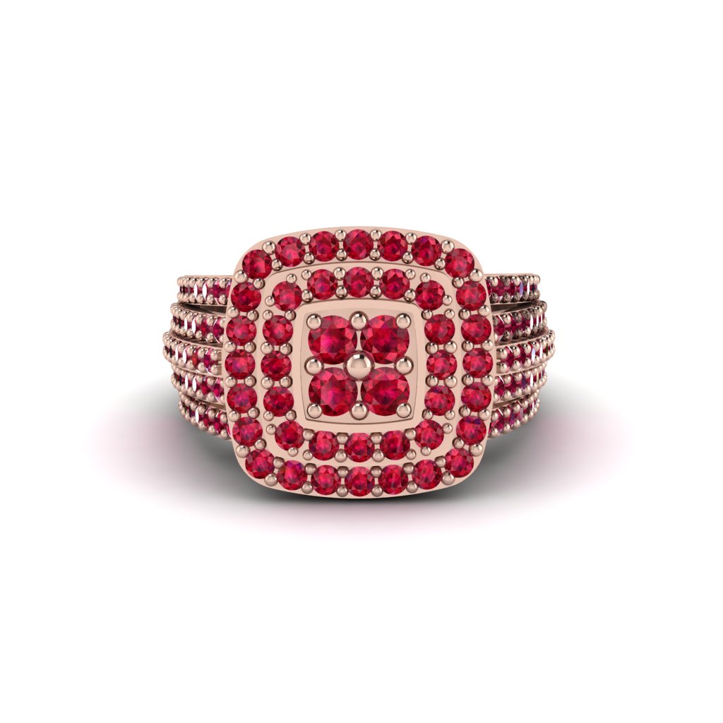 Ruby Double Halo Engagement Ring - Millie No. 11