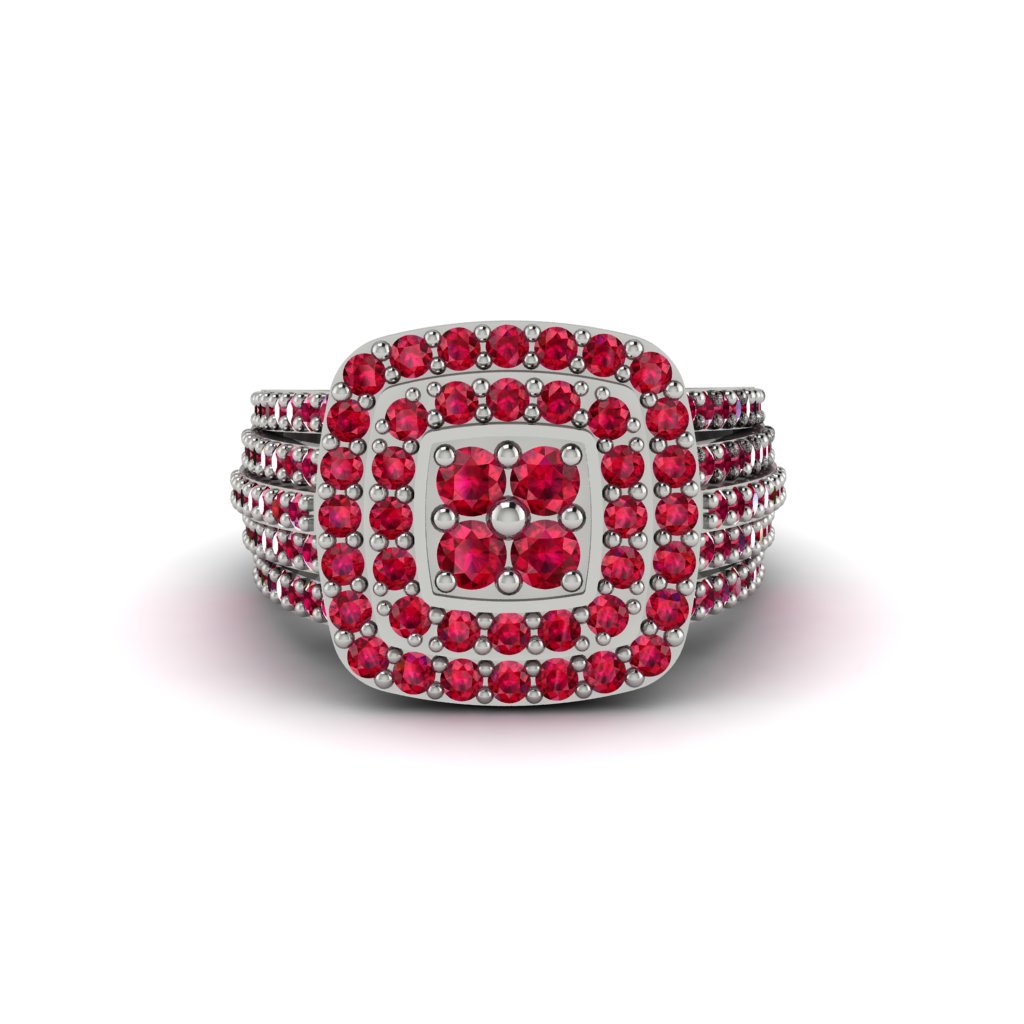 Ruby Double Halo Engagement Ring - Millie No. 12