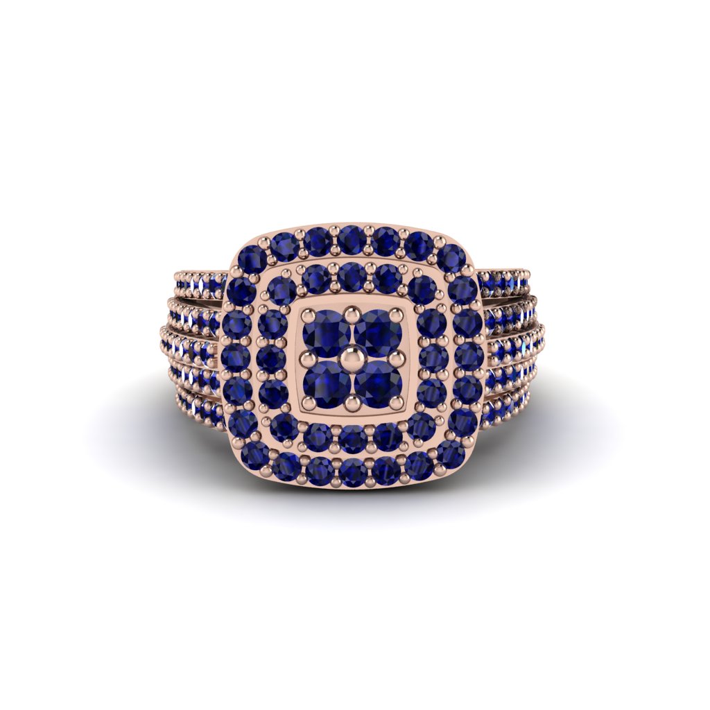 Sapphire Double Halo Engagement Ring - Millie No. 14