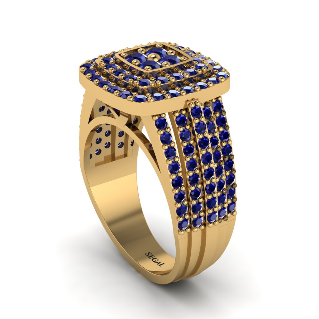 Sapphire Double Halo Engagement Ring - Millie No. 13