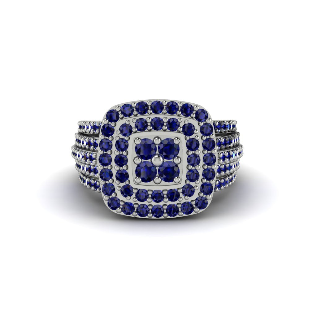 Sapphire Double Halo Engagement Ring - Millie No. 15