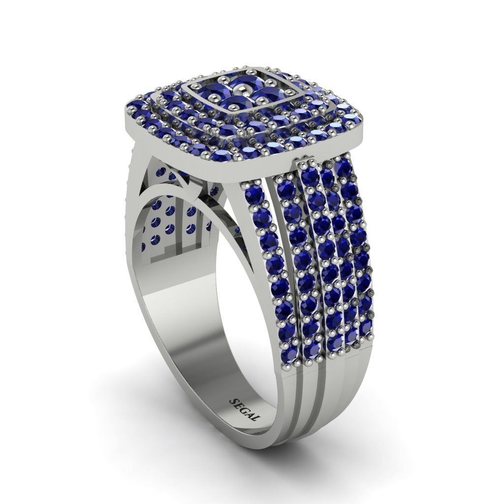 Sapphire Double Halo Engagement Ring - Millie No. 15