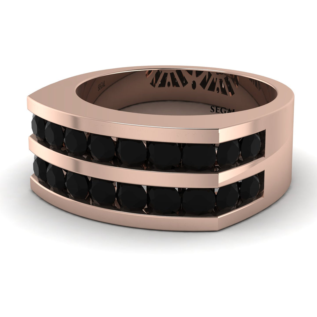 Black Diamond Double Row Wedding Band - Kai No. 8