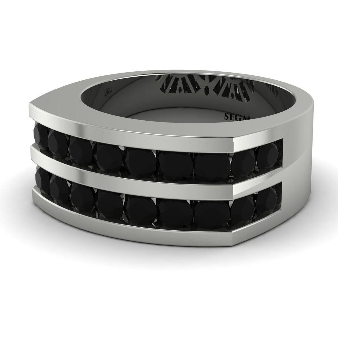 Black Diamond Double Row Wedding Band - Kai No. 9