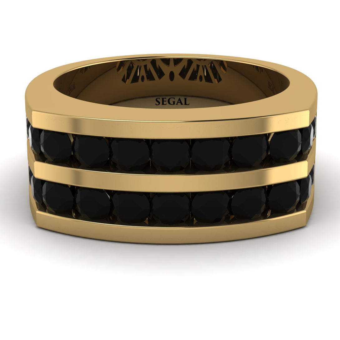 Black Diamond Double Row Wedding Band - Kai No. 7