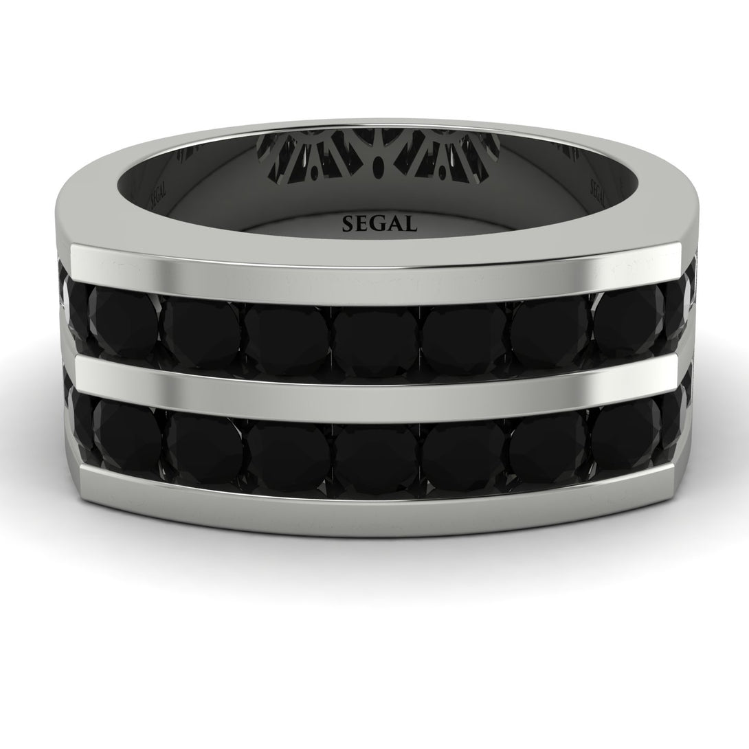 Black Diamond Double Row Wedding Band - Kai No. 9