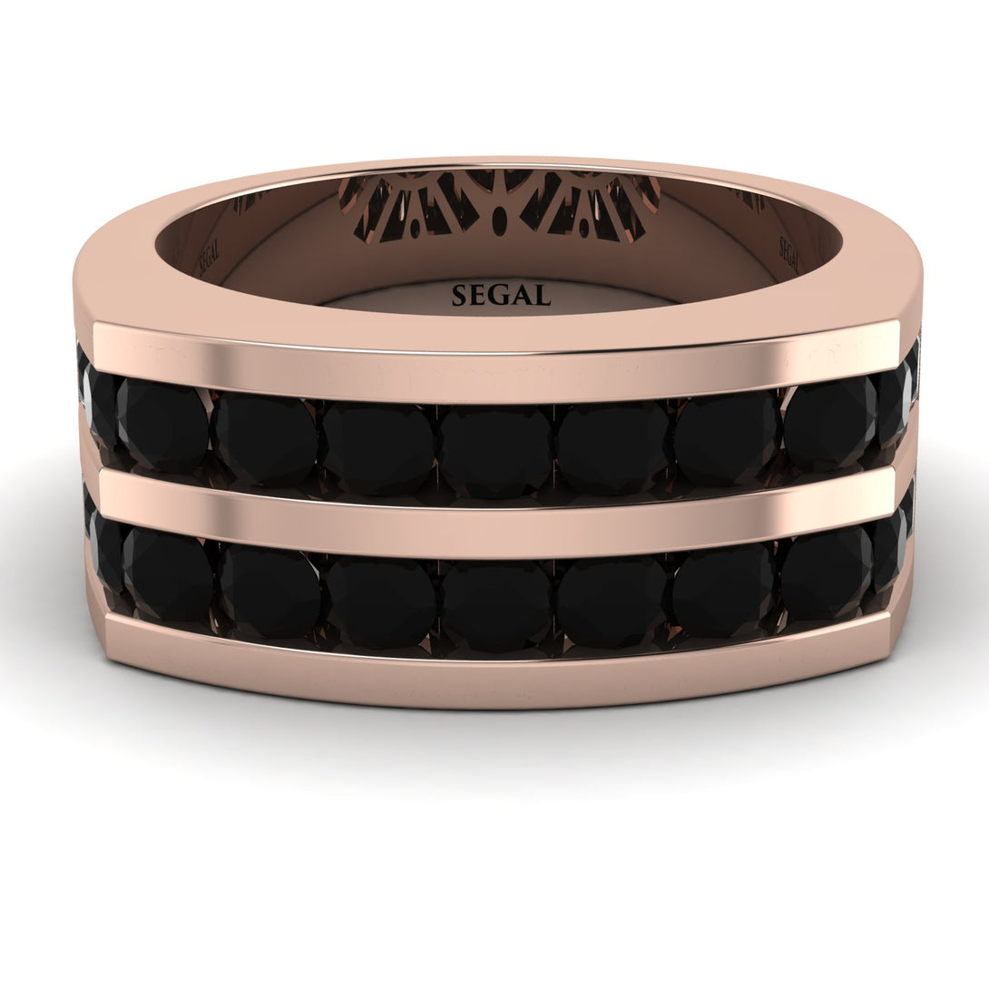 Black Diamond Double Row Wedding Band - Kai No. 8
