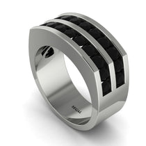 Black Diamond Double Row Wedding Band - Kai No. 9 image 1