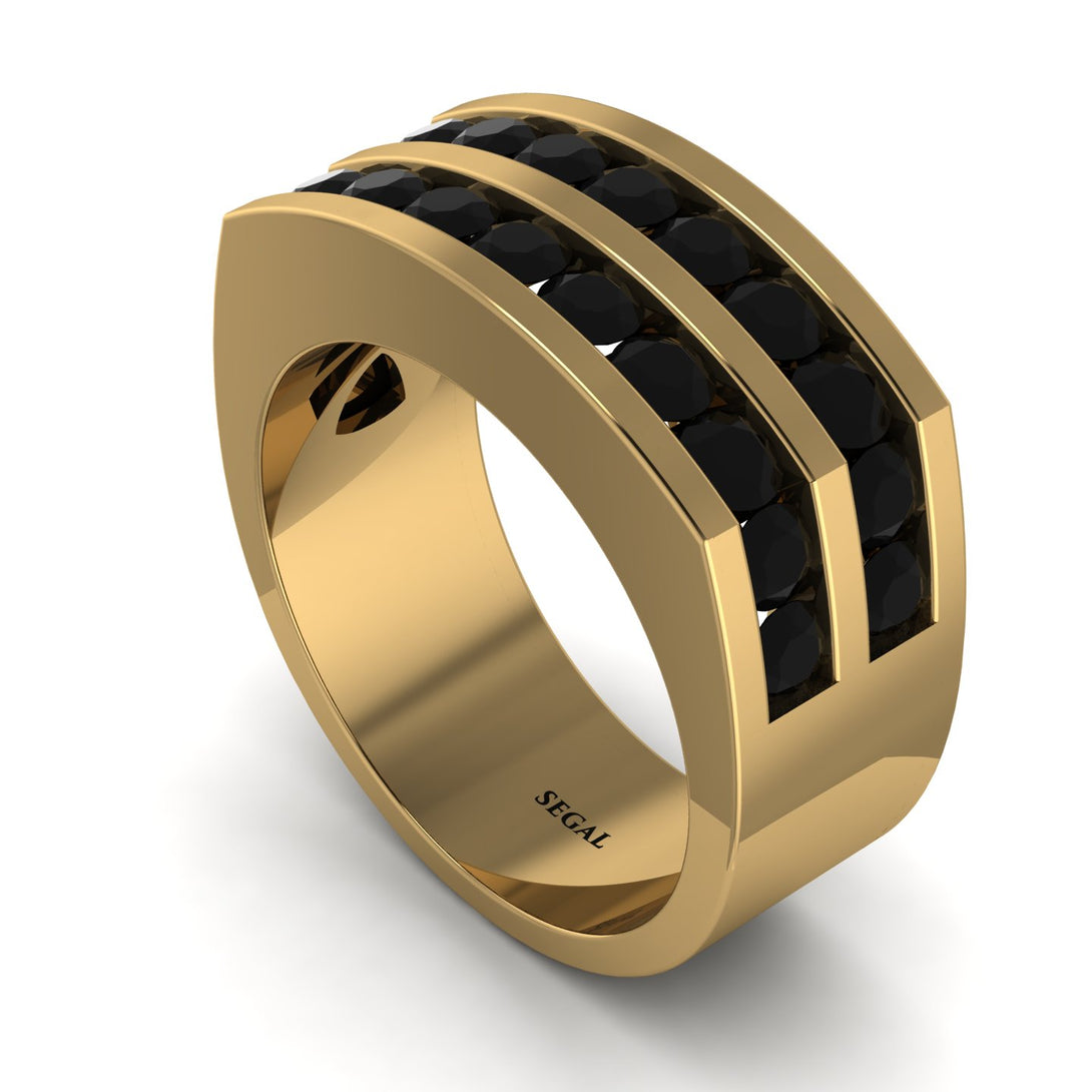 Black Diamond Double Row Wedding Band - Kai No. 7