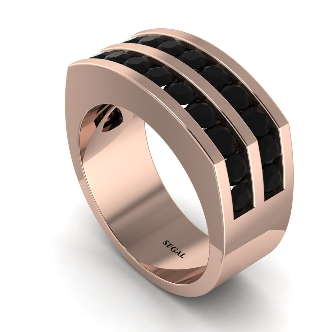 Black Diamond Double Row Wedding Band - Kai No. 8
