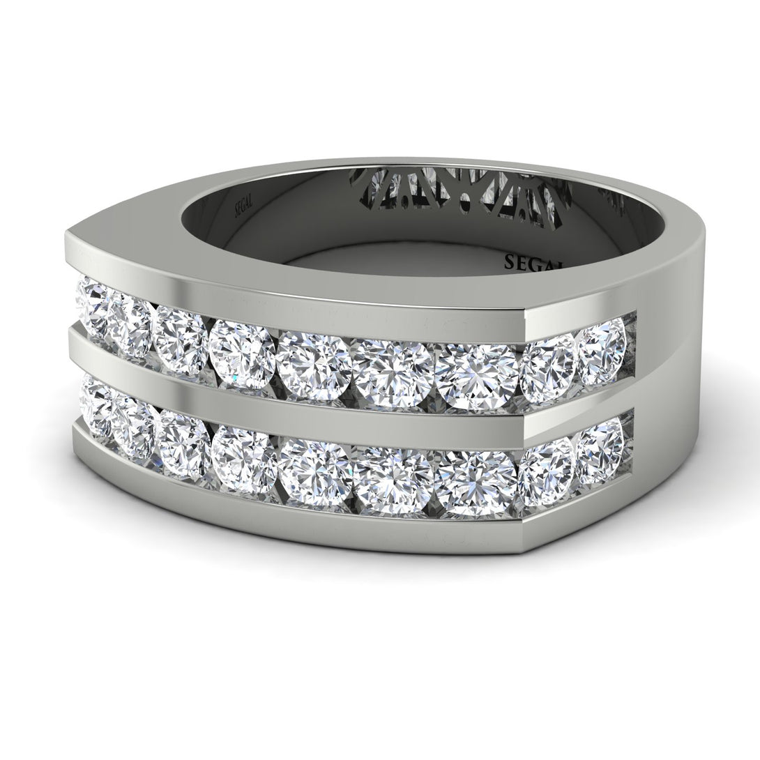 Diamond Double Row Wedding Band - Kai No. 3