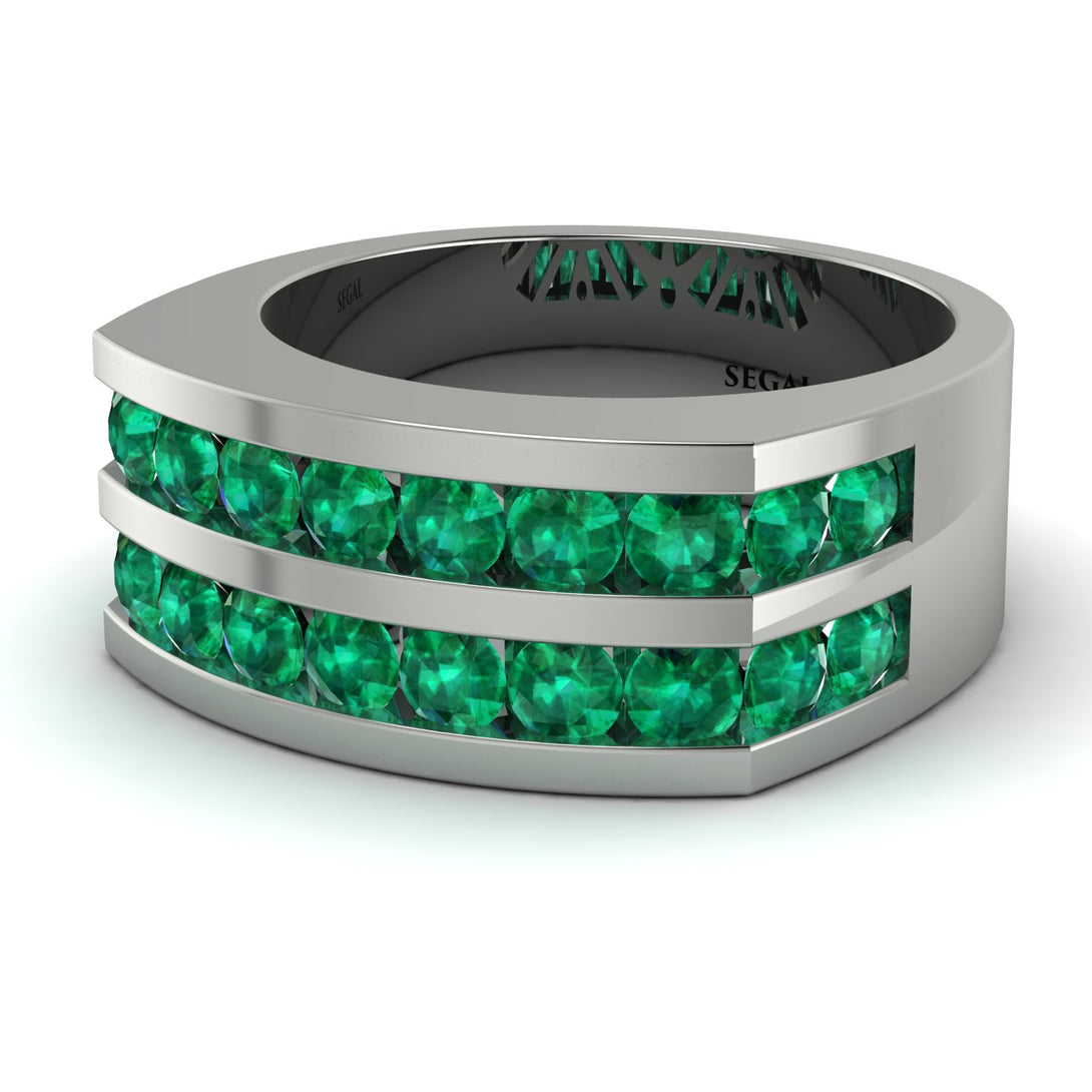 Emerald Double Row Wedding Band - Kai No. 6