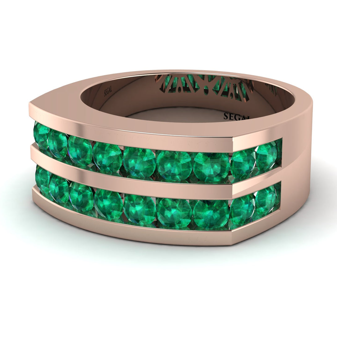 Emerald Double Row Wedding Band - Kai No. 5