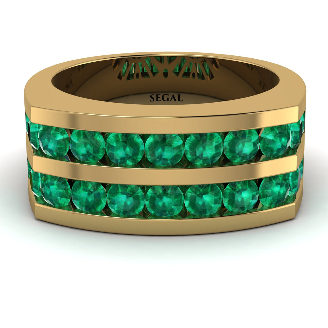 Emerald Double Row Wedding Band - Kai No. 4