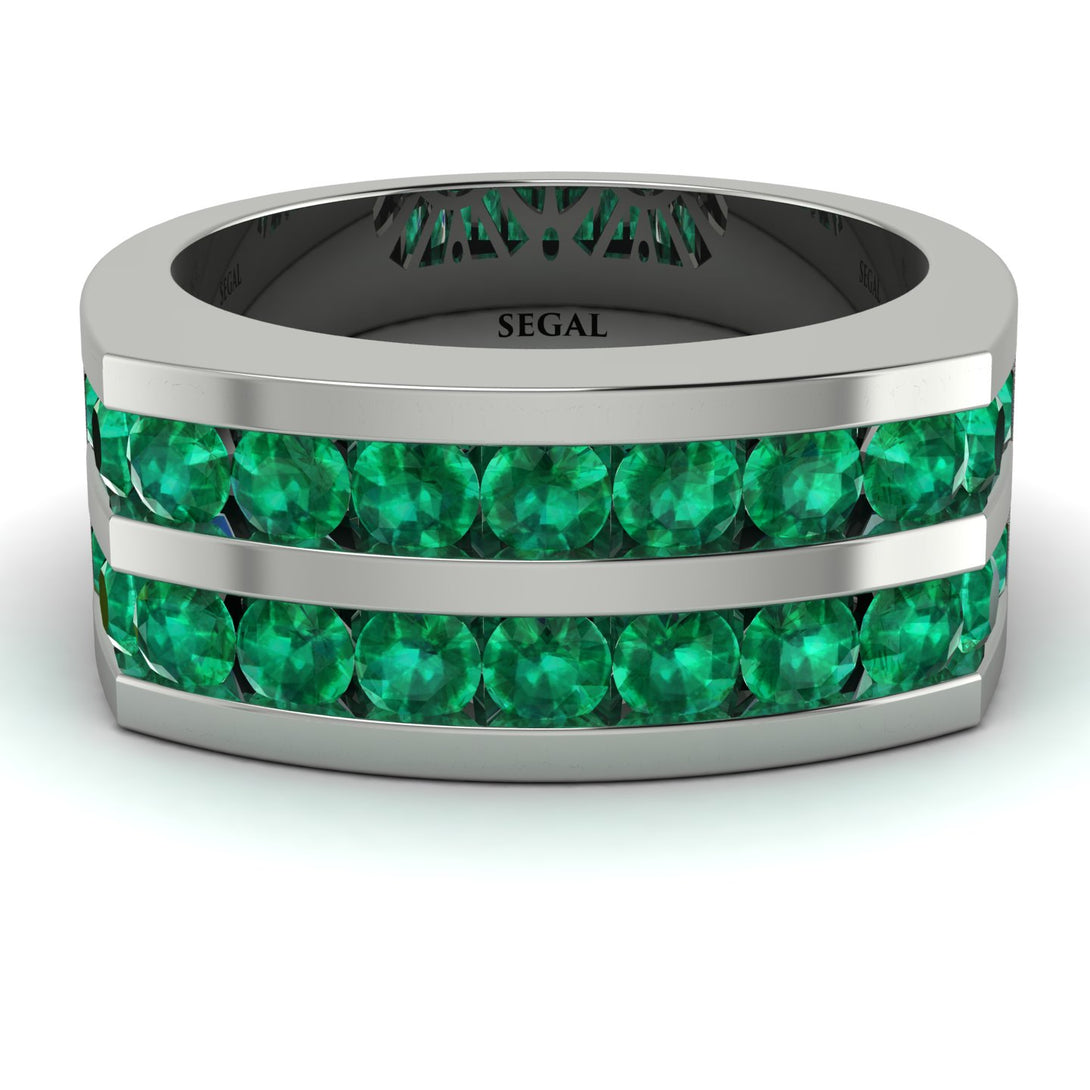 Emerald Double Row Wedding Band - Kai No. 6
